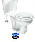 Wax Free Universal Toilet Seal Gasket Fits 3 Inch Or 4 Inch Drains With Stackable Seal and Slide On Spacer Brass Hardware shown below toilet