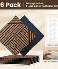 Top Shelf Acoustic Wall Panels Six Pack 24X24 Inch High Density Polyester Sound Dampening Boards with adhesive dots for easy install.