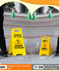 24 Inch Caution Wet Floor Sign 3 Pack Bright Yellow A Frame Double Sided Safety Warning Signs Bilingual For Commercial Use Readable From Across The Hall In Hotels Malls Cafes And Offices