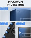 Home Safe Box 2.0 Cu Ft With Fireproof Waterproof Bag Digital Electronic Keypad Dual Alarm System And Removable Shelf Pry-Resistant Door With Four Live Locking Bolts For Money Cash Valuables showcasing solid steel construction and locking bolts.