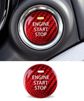 Mazda Real Carbon Fiber Start Stop Button Cover Trim Sticker For Mazda 3 6 CX3 CX5 CX9 MX5 Miata Sporty Vibe Keyless Red Accent