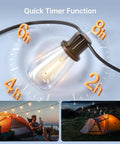Image showcasing 35Ft Solar String Lights Outdoor With Remote And USB Port IP54 Waterproof 11 LED Shatterproof Bulbs with timer options