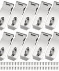 Heavy Duty Stainless Steel Padlock Hasp Latch, 10 Pack Security Clasp with brushed finish and 90 mounting screws.