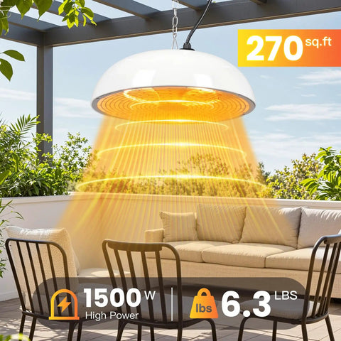 1500W Infrared Ceiling Mounted Patio Heater with 360 Degree Heat Coverage in outdoor setting