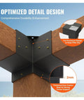 Heavy Duty Pergola Bracket Kit 6x6 Four Corner Brackets and 3 Way Post Base Rust Resistant Carbon Steel Black Powder Coat