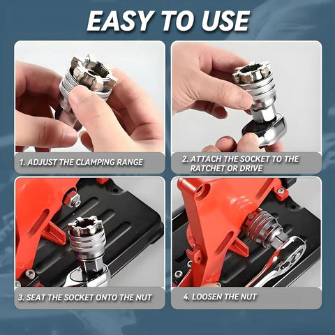 Upgraded Adjustable Universal Socket Wrench Tool For DIYers And Pros, 10mm To 19mm Universal Socket, manual use demonstration