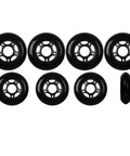 Outdoor Roller Hockey Wheel HiLo Set with Four 76mm and Four 80mm Wheels 82A Hardness for Tough Outdoor Play on Concrete or Asphalt