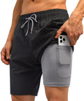 Men's Quick Dry Swim Trunks With Zip Pockets And Drawstring Closure Built In Compression Liner For Modesty Split Leg Design Dope Beach Ready Swimwear Shorts Black XX Large showcasing zip pockets and liner