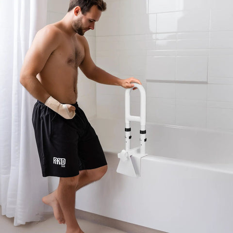 Bathtub Safety Grab Bar For Seniors And Disabled, heavy duty over the tub handrail with locking clamp and non-slip grip