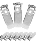 40 Pcs Downlight Spring Clips for LED Recessed Lighting Retention Clamps in galvanized metal, showcasing three larger clips and smaller clamps.