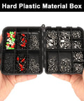 160 Piece Fishing Swivel Snaps Kit with Barrel Snaps, Ball Bearing Swivels, Clips and Glow Beads for Saltwater and Freshwater Tackle, Go To Rig Making Set for Serious Anglers, open hard plastic box