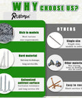 Comparison chart highlighting benefits of Rubapa hardware: diverse models, hard material, galvanized surface vs. other options