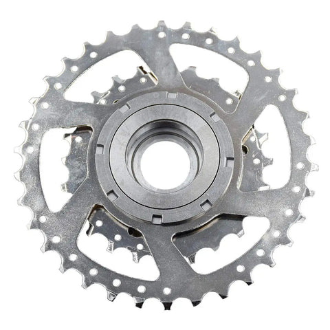 7 Speed Freewheel For E Bike With 11 To 34 Tooth Range Beefy Chrome Moly Steel Build Nickel Plated Finish Fits Standard Threaded Rear Hubs Screw On Freewheel 1 37x24TPI top view