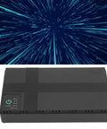 Portable UPS Battery Backup Stores 20000 Mah Of Ready To Go Juice For Cameras Routers And Media Devices Delivers steady voltage in black design.