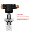 Inline Garden Hose Filter Set For Pressure Washer Inlet Water With 100 Mesh And 40 Mesh Screens, black T-joint, clear canister