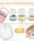 20oz Leak Proof Insulated Lunch Bowl With Wide Mouth Stainless Steel Thermos Jar Keeps Soups And Meals Hella Warm All Day Long Smooth Grab And Go Meal Prep Container For Kids And Adults Pink with detachable snack box.