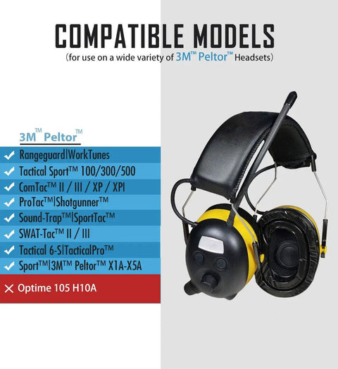 Gel Ear Pads Upgraded For 3M PELTOR Headsets With Softer Cushions And A Snug Seal with compatibility chart