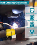 Welder using Magnetic Metal Pipe Cutting Guide Kit For Pros With Six Diameters, 1 5/8 In to 4 1/2 In, for precise steel work.