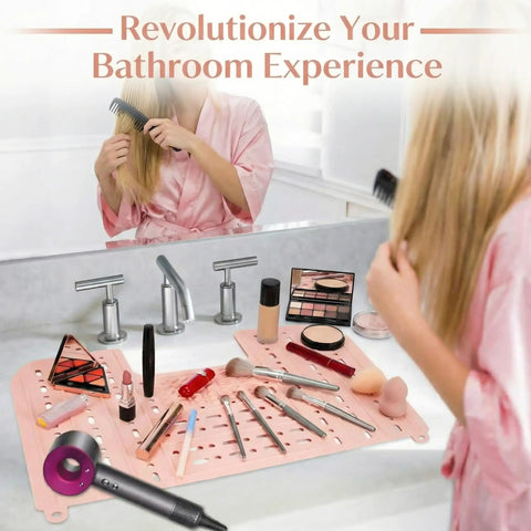 Foldable Silicone Sink Cover Is A Total Gamechanger For Keeping Your Bathroom Counter Crisp As It Acts Like A Waterproof Makeup Organizer That Shuts Down Water Spills And Secures Your Daily Beauty Gear From Moisture Damage At Home