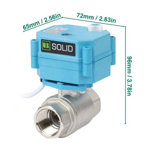 Motorized Ball Valve 3/4 Inch IP67 Stainless Steel Full Port Heavy Duty 9 To 24V With Waterproof Cover side view