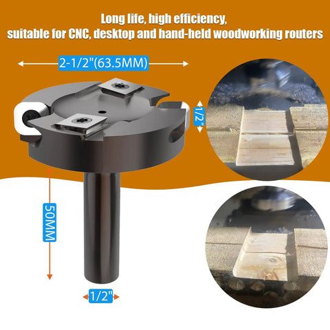Flattening And Slotting Router Bit For DIY CNC And Handheld Routers 1/2 Inch Shank 2-1/2 Inch Cutting Diameter 1/2 Inch Cutting Length