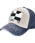 Unisex Adjustable Cotton Baseball Cap With Classic Black And White Piano Grid Pattern Breathable Comfort Fit Sun Hat side view