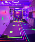 50W LED Black Lights With Switch And Plug Two Pack IP66 Waterproof For Indoor And Outdoor Glow Creates Realistic Fluorescent Effects With 385 To 400 Nanometer Light Party Ready Glow For Parties Venues And Home Rooms Up To 10x10 Feet. black light lighting a neon birthday party room