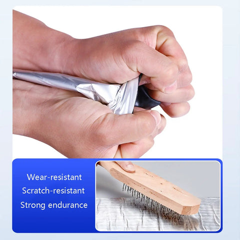 Hands demonstrating the flexibility of Self Adhesive Ice And Water Shield Roof Underlayment Roll No Sweat Asphalt Shingle Repair Tape.
