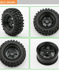 4x 1:10 RC Off Road Wheel Tires Set With 5 Spoke Rim 12mm Hex Drive 96mm Outer Diameter 38mm Width Fits 1/10 And 1/12 Rock Crawlers Trailers Buggies