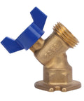 Top Tier 1/4 Inch Solid Brass Quarter Turn Ball Valve Heavy Duty Plumbing Replacement For Toilets And Showers with blue handle.