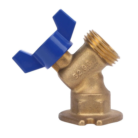 Top Tier 1/4 Inch Solid Brass Quarter Turn Ball Valve Heavy Duty Plumbing Replacement For Toilets And Showers with blue handle.