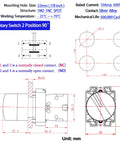 Diagram of Two Position Latching Rotary Selector Switch 10A 660VAC SPDT 1NO 1NC IP65 Waterproof 22mm Panel Mount