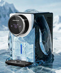Heavy Duty Compact Nugget Ice Maker For Countertop With Auto Dispenser Makes Up To 33 Lbs Of Chewable Pebble Ice Daily showcased in a cool setting.