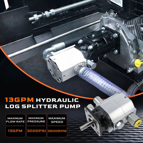 13 GPM Two-Stage Hydraulic Log Splitter Pump With 3000 PSI Capacity, 1 Inch NPT Ports attached to machinery