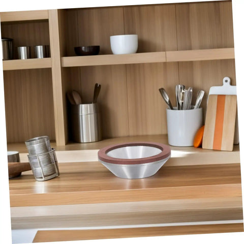 Diamond Cup Grinding Wheel Perfect For Metal And Stone Sharpening Tasks on a wooden kitchen countertop.