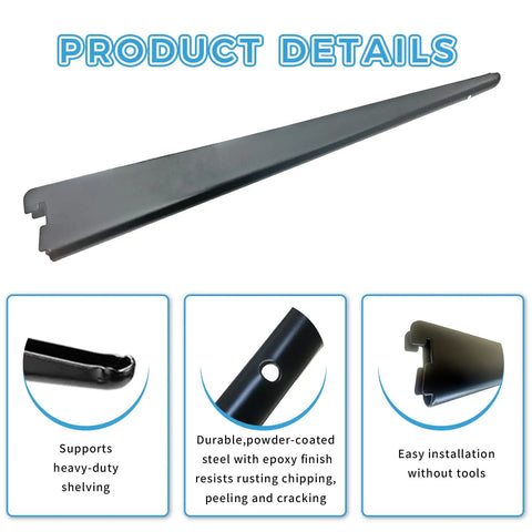 Ten Pack 5 Inch Adjustable Wire Shelf Brackets For Beefy Heavy Duty Closet And Wall Shelving System, epoxy finish close-up