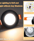 2 Inch LED Recessed Lights 3W Dimmable Downlights 3000K Warm White CRI80 Energy Saver Replace 35W Halogen, Easy Install View
