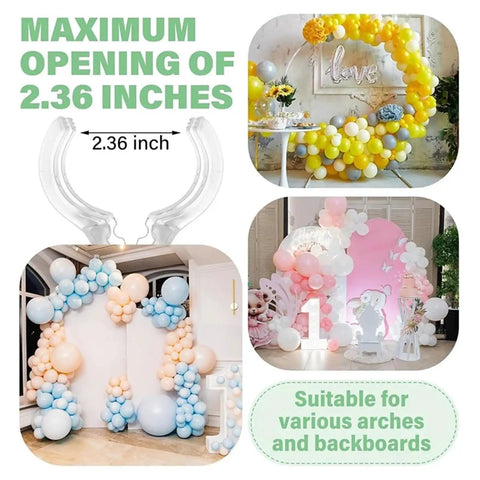 Heavy Duty Balloon Clamps Secure Airtight Seal For Arch Decorations, Prevents Deflation, 2.36 inch clear plastic clips
