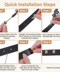 Quick installation steps for Straight Up Game Changer Bottom Guards Include 24 Assorted Handbag Feet With Screws And Simple Tools.