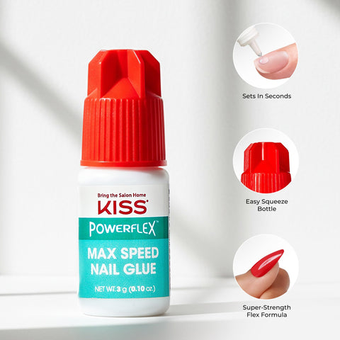 PowerFlex Maximum Speed Nail Glue With Nozzle Tip Applicator For False Nails And Repairs fast-drying adhesive 0.10 oz bottle