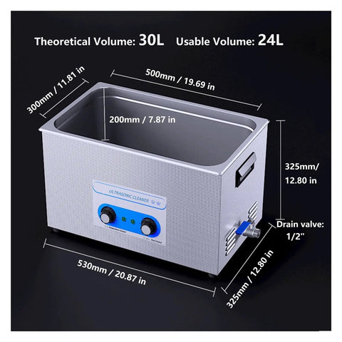 30L Ultrasonic Cleaner With Heat And Knob Control Ultra Powerful 40Khz Bath for Carburetors Jewelry Tools Auto Parts stainless steel tank dimensions