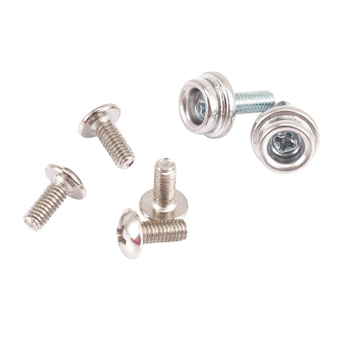 Stainless Steel Helmet Mask Screw Kit For Football Baseball And Ice Hockey Universal Facemask Hardware Set With 6 Screws Durable Youth And Adult Helmet Repair Kit, showing the screws laid out individually