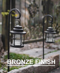 Bronze finish Awesome Four Pack Low Voltage Outdoor Hanging Path Lights Kit Warm White Led Metal Shepherd Hook Lights