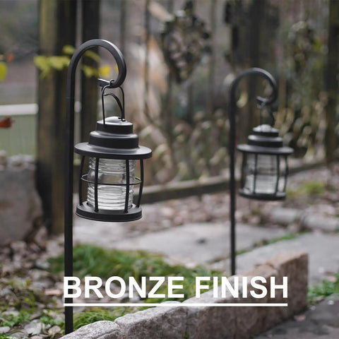 Bronze finish Awesome Four Pack Low Voltage Outdoor Hanging Path Lights Kit Warm White Led Metal Shepherd Hook Lights