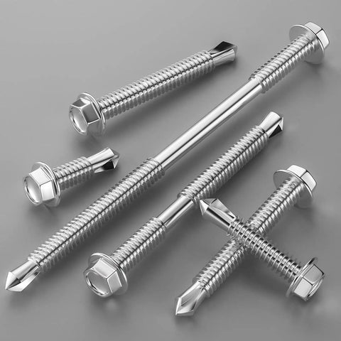 Built Like A Tank Number 8 X 1 Inch Hex Washer Head Self Drilling Screws, 250 Pack Of Corrosion Resistant 410 Stainless Steel Tek Screws for heavy duty projects.