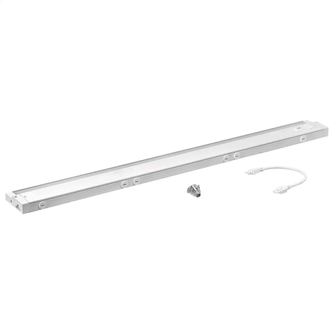 32 Inch Under Cabinet LED Light With Three Color Temperatures And Three Level Dimming, Linkable And Direct Wire in white finish