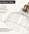 Fang Yan Mei Plug in Pendant Light clear fluted glass shade highlighting ribbed texture and thin 5/32" edge detail.