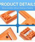 Close-up view of Universal Concealed Door Hinge Installation Kit With Guide Template Jig For Cabinets, showcasing orange jig details.