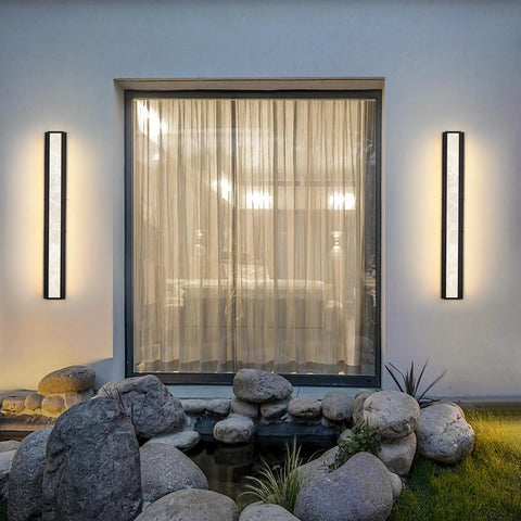 Dope Outdoor Wall Light 20W LED Exterior Fixture, 31.5 Inch IP65 Waterproof Sconce mounted beside a window in outdoor setting