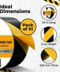 2 Inch By 108 Foot Black And Yellow Floor Safety Tape With Heavy Duty Adhesive Waterproof And Tear Resistant For Indoor Outdoor Use